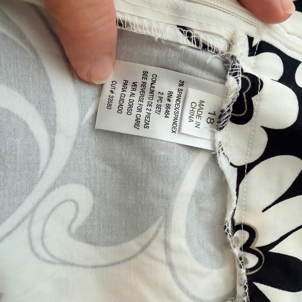 Floral A-Line Skirt Womens 18 Black White Excellent Cotton Blend‎ Knee unbranded - Picture 4 of 9